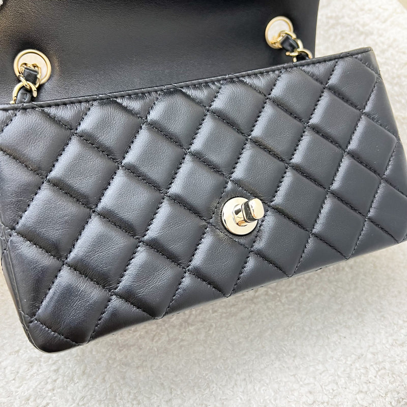 Chanel Classic Mini Rectangle Flap in Black Lambskin and LGHW