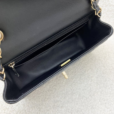 Chanel Classic Mini Rectangle Flap in Black Lambskin and LGHW