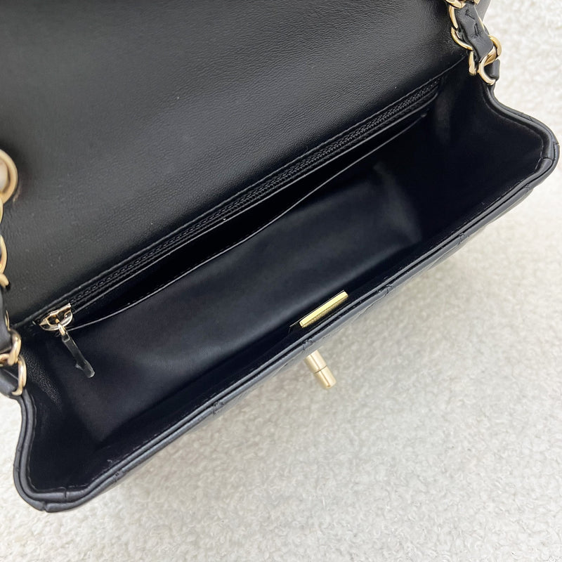 Chanel Classic Mini Rectangle Flap in Black Lambskin and LGHW