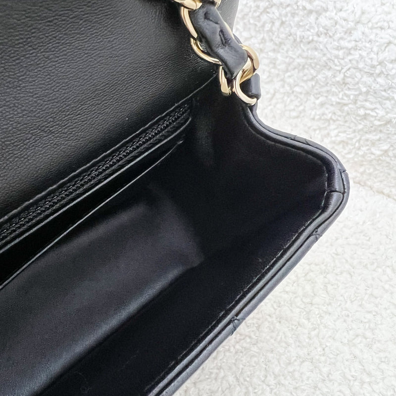 Chanel Classic Mini Rectangle Flap in Black Lambskin and LGHW