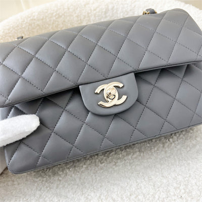 Chanel Small Classic Flap CF in 22A Dark Grey Lambskin LGHW