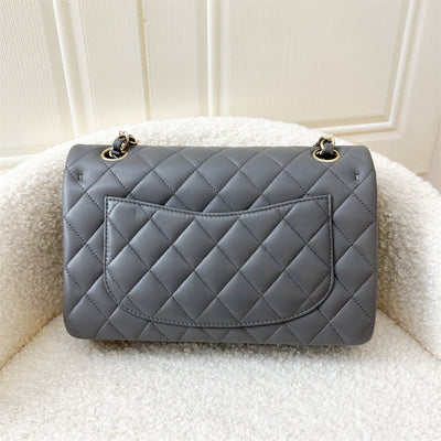 Chanel Small Classic Flap CF in 22A Dark Grey Lambskin LGHW