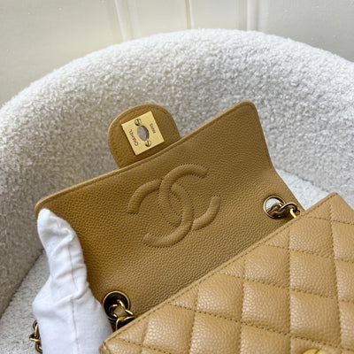 Chanel Vintage Square Mini in Dark Beige Caviar and 24K GHW