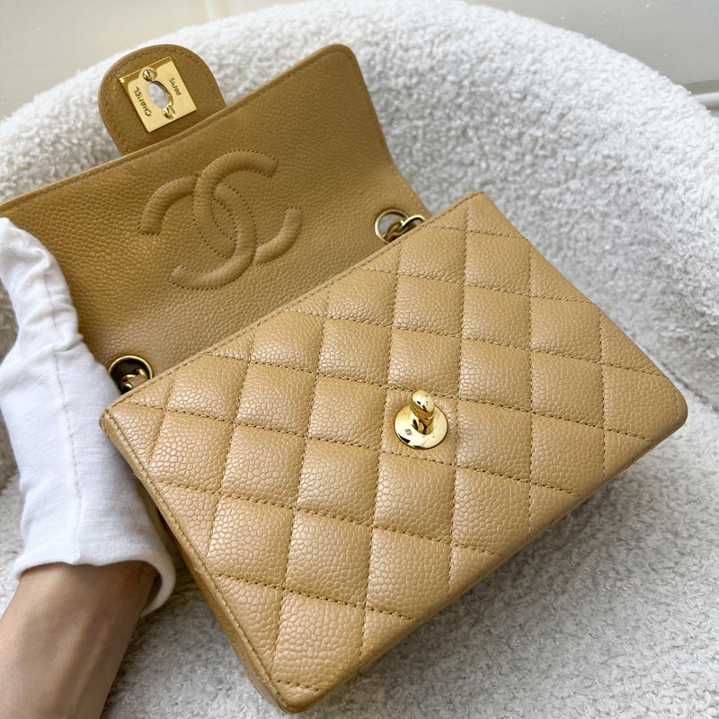 Chanel Vintage Square Mini in Dark Beige Caviar and 24K GHW