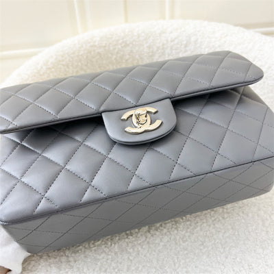 Chanel Small Classic Flap CF in 22A Dark Grey Lambskin LGHW