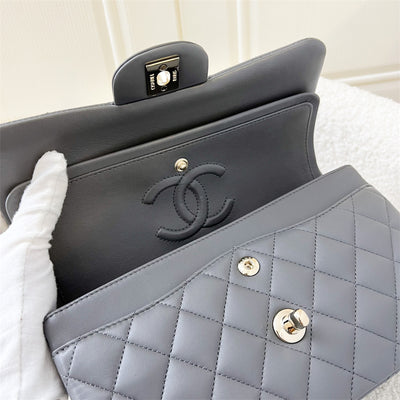 Chanel Small Classic Flap CF in 22A Dark Grey Lambskin LGHW