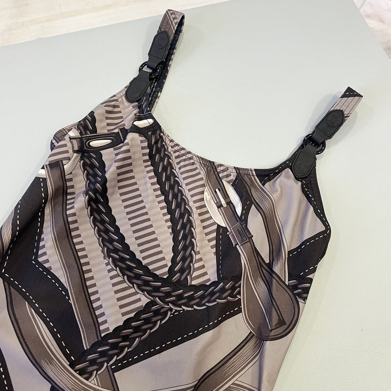 Hermes Maillot de bain Emy Swimsuit in Brun Fume Sz 36