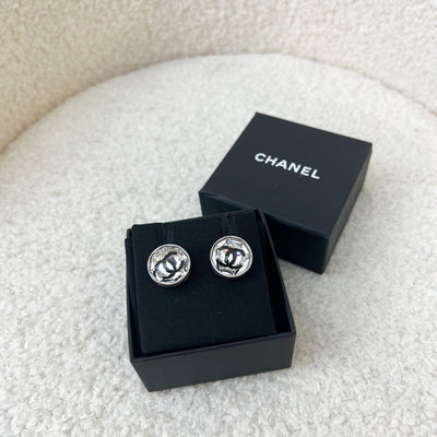 Chanel 18B Round Earrings with Crystal in SHW