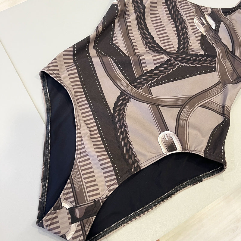 Hermes Maillot de bain Emy Swimsuit in Brun Fume Sz 36