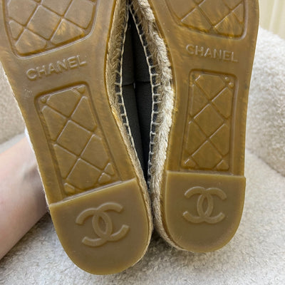 Chanel Espadrilles in 2-tone Grey and Black Canvas Sz 37