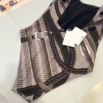 Hermes Maillot de bain Emy Swimsuit in Brun Fume Sz 36