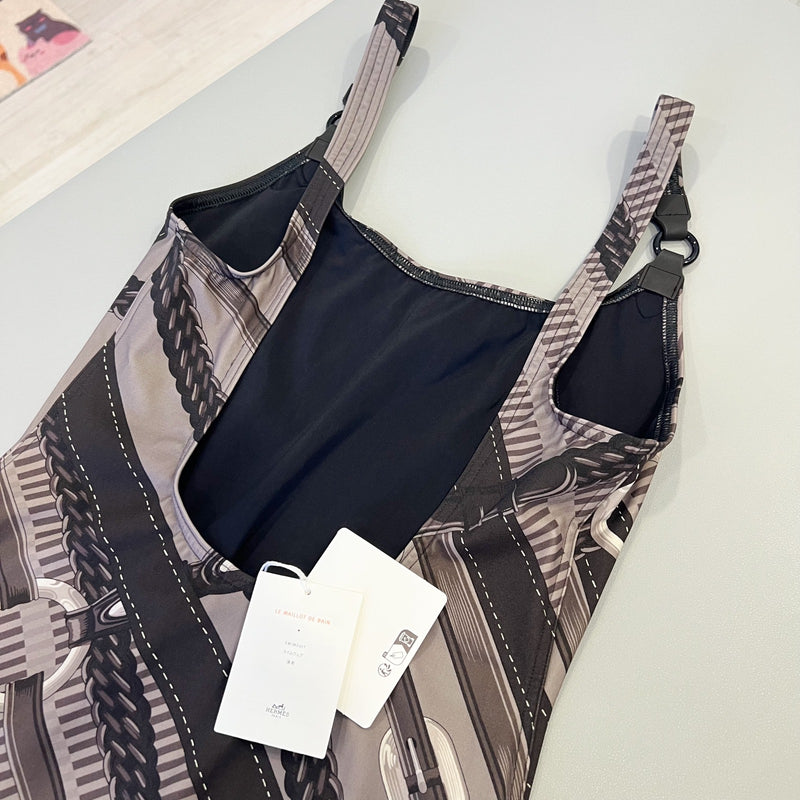 Hermes Maillot de bain Emy Swimsuit in Brun Fume Sz 36