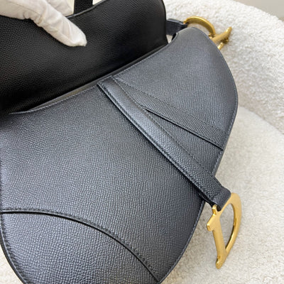 Dior Medium Saddle Bag with Strap in Black Grained Calfskin and AGHW (Model: M0455CBAA, Colour: M900)