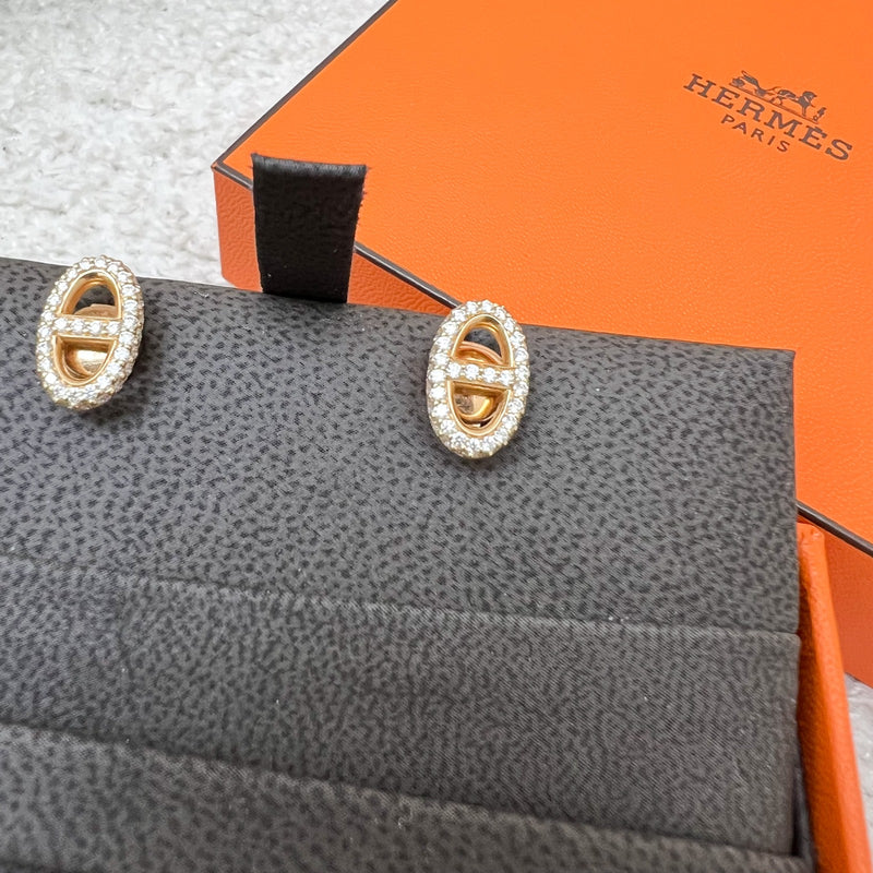 Hermes Farandole Earrings with Diamonds in 18K Rose Gold HW