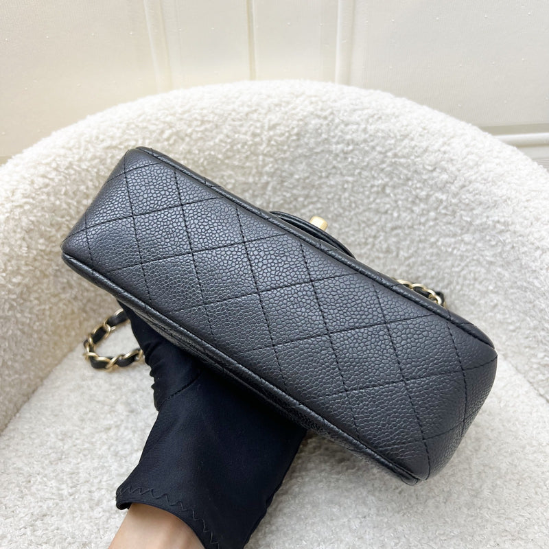 Chanel Classic Mini Rectangle Flap in 15C Black Caviar and AGHW