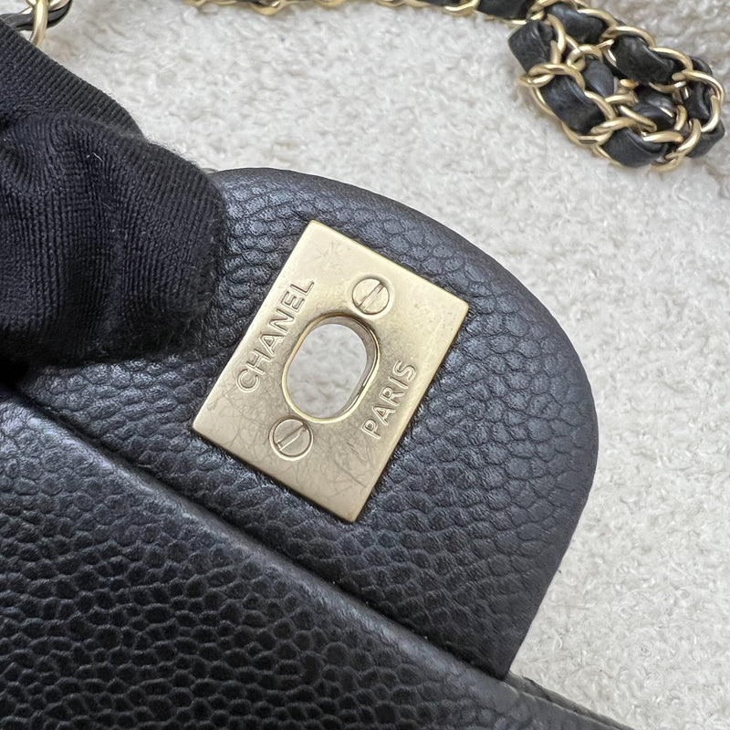 Chanel Classic Mini Rectangle Flap in 15C Black Caviar and AGHW