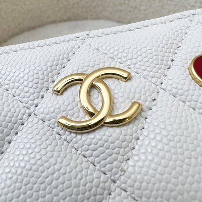 Chanel 23C Zippy Card Holder in White Caviar and GHW