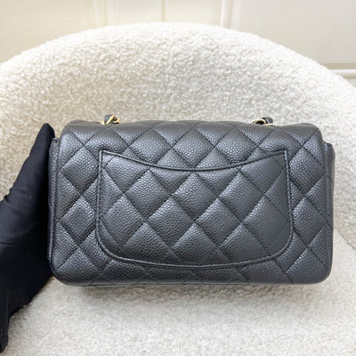 Chanel Classic Mini Rectangle Flap in 15C Black Caviar and AGHW