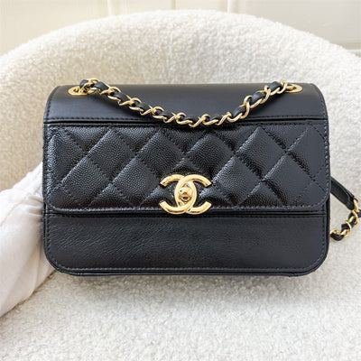 Chanel 19B Mini Flap in Smooth Calfskin / Lambskin and Glossy Caviar Leather GHW