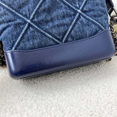 Chanel Small Gabrielle Hobo Bag in Dark Blue Denim with Novelty Strap and 3-tone HW