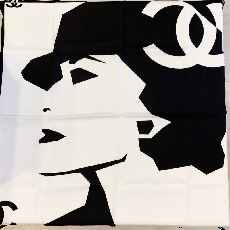 Chanel VIP 2023 Coco Chanel Gift Scarf in Black / White Silk