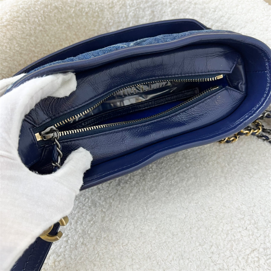 Chanel Small Gabrielle Hobo Bag in Dark Blue Denim with Novelty