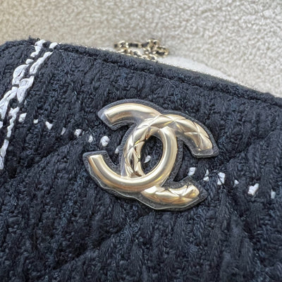 Chanel 24K VIP Gift Mini Bag in Black and White Tweed and LGHW