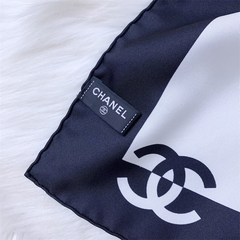 Chanel VIP 2023 Coco Chanel Gift Scarf in Black / White Silk