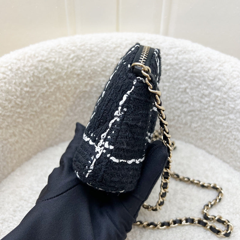 Chanel 24K VIP Gift Mini Bag in Black and White Tweed and LGHW