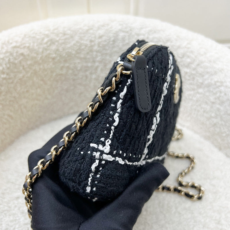 Chanel 24K VIP Gift Mini Bag in Black and White Tweed and LGHW