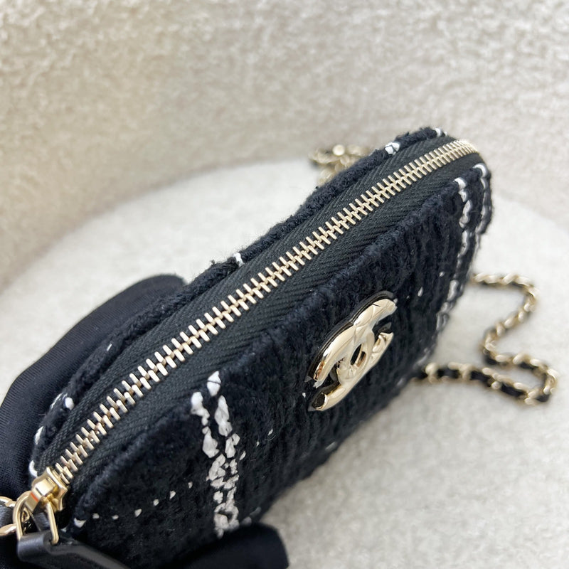 Chanel 24K VIP Gift Mini Bag in Black and White Tweed and LGHW