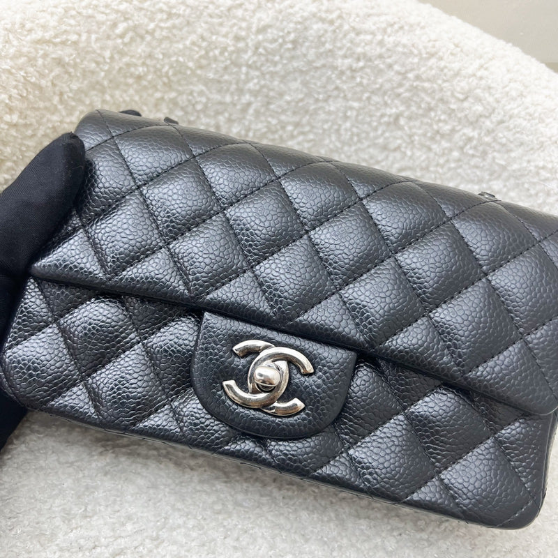 Chanel Classic Mini Rectangular Flap in Black Caviar and RHW