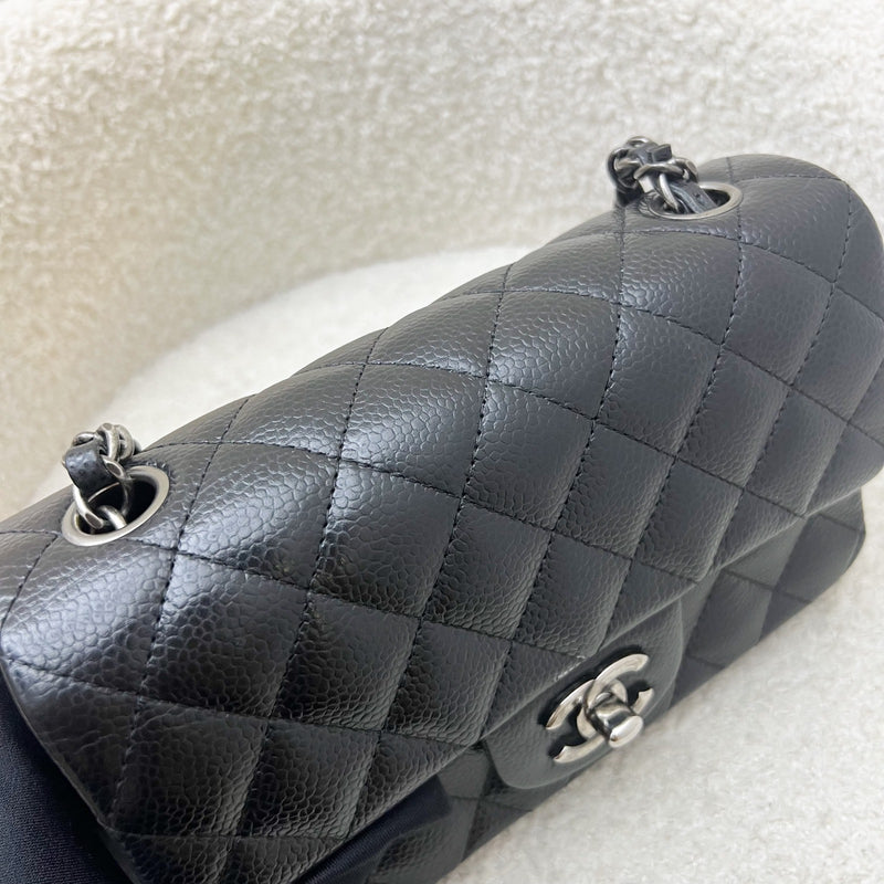 Chanel Classic Mini Rectangular Flap in Black Caviar and RHW