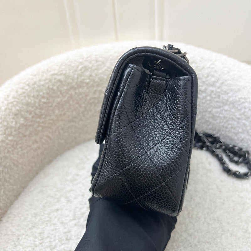Chanel Classic Mini Rectangular Flap in Black Caviar and RHW