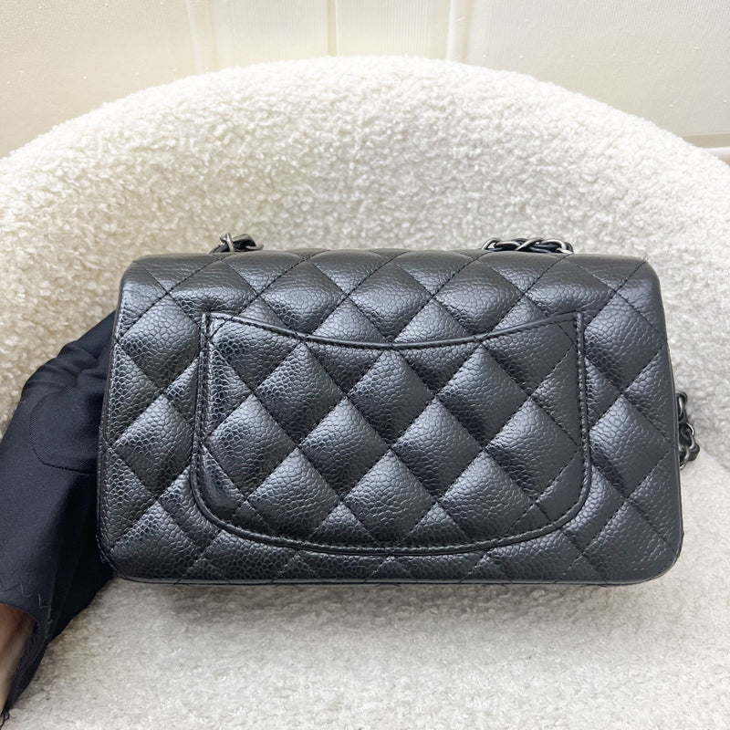 Chanel Classic Mini Rectangular Flap in Black Caviar and RHW