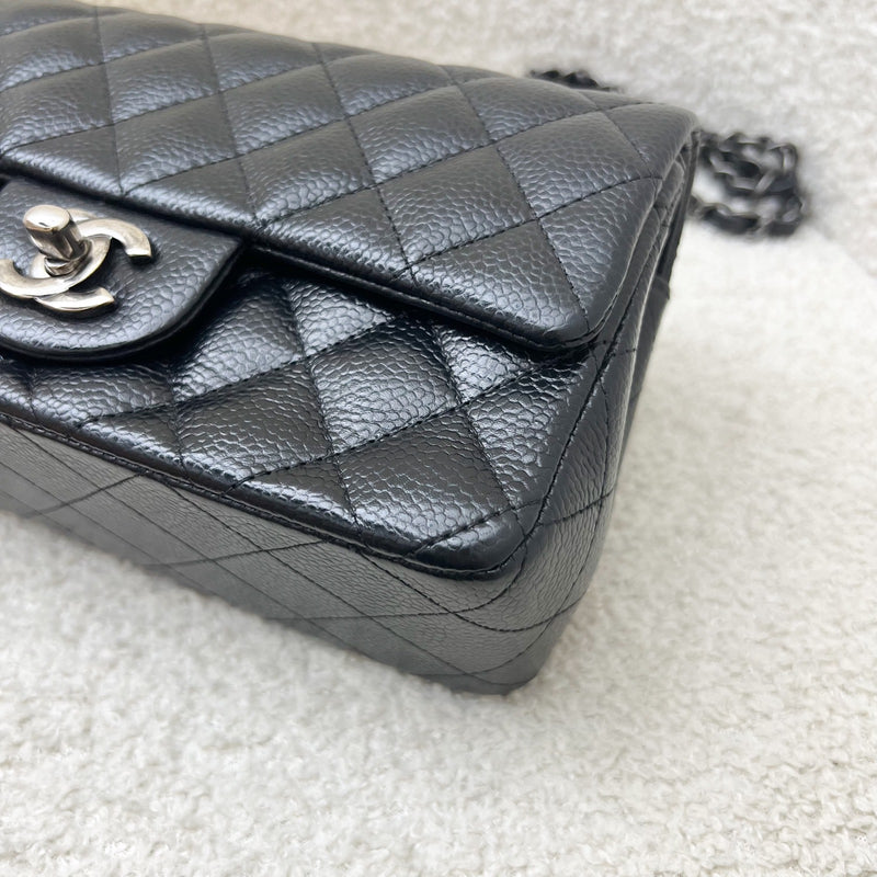Chanel Classic Mini Rectangular Flap in Black Caviar and RHW