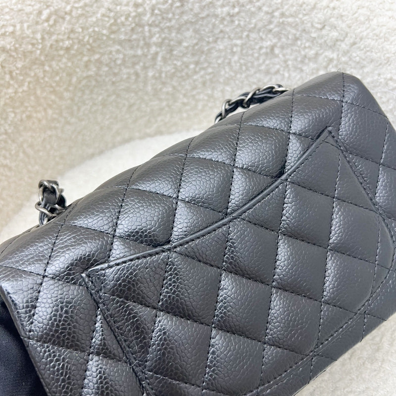 Chanel Classic Mini Rectangular Flap in Black Caviar and RHW