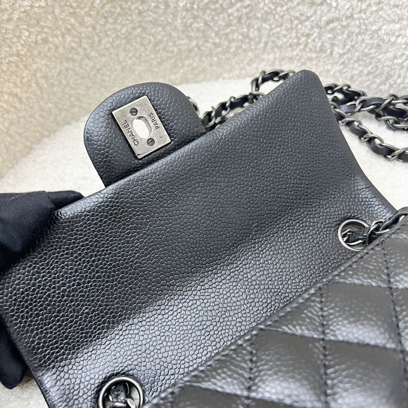 Chanel Classic Mini Rectangular Flap in Black Caviar and RHW