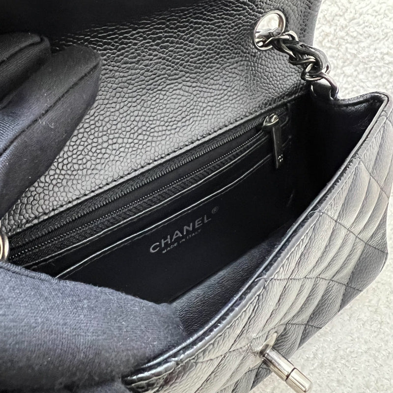 Chanel Classic Mini Rectangular Flap in Black Caviar and RHW