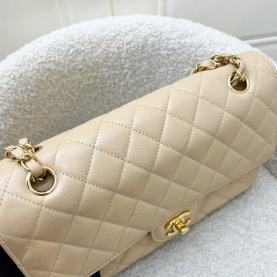 Chanel Medium Classic Flap CF in Beige Caviar and GHW