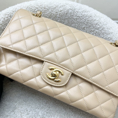 Chanel Medium Classic Flap CF in Beige Caviar and GHW