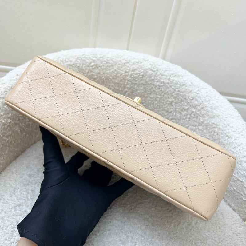 Chanel Medium Classic Flap CF in Beige Caviar and GHW