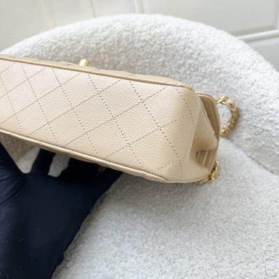 Chanel Medium Classic Flap CF in Beige Caviar and GHW