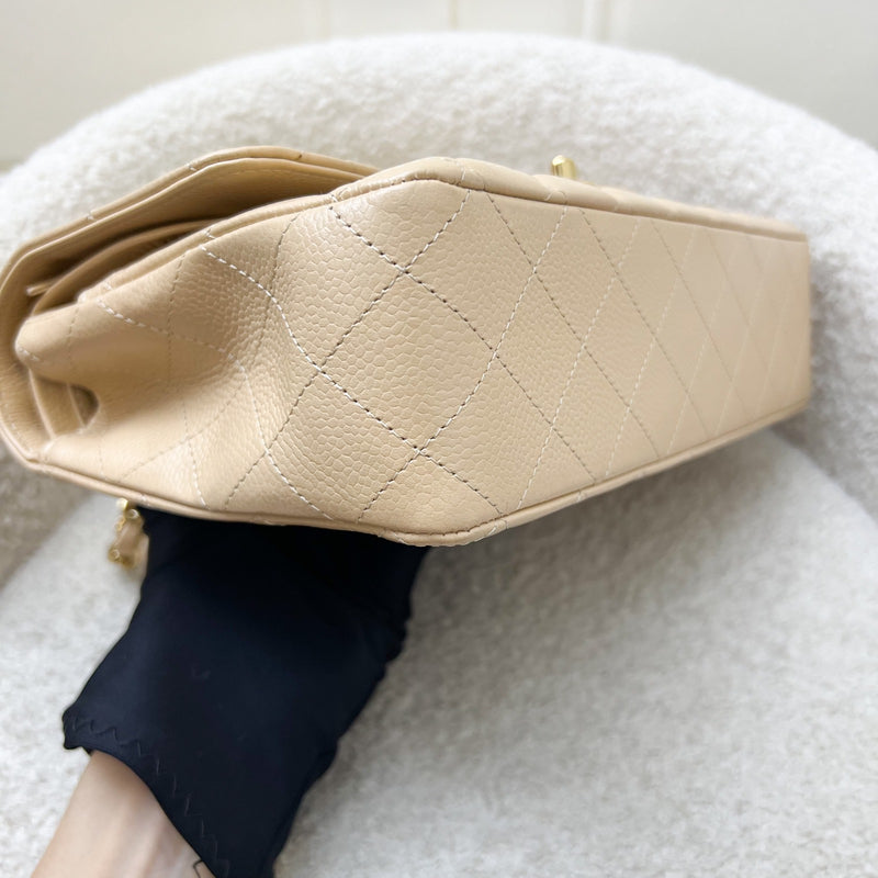 Chanel Medium Classic Flap CF in Beige Caviar and GHW