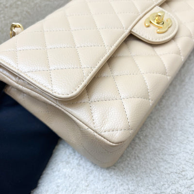 Chanel Medium Classic Flap CF in Beige Caviar and GHW