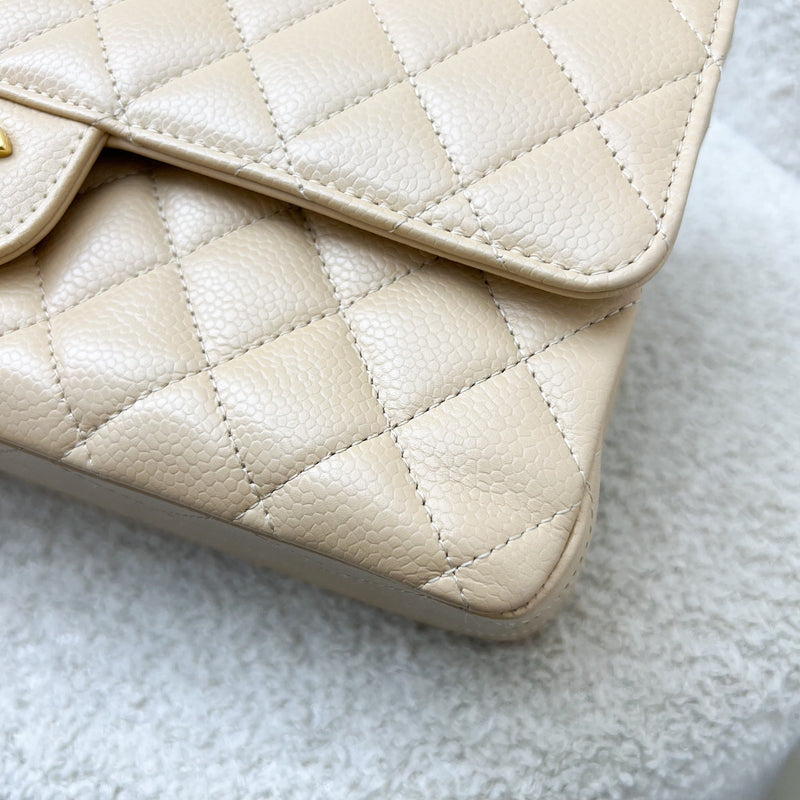 Chanel Medium Classic Flap CF in Beige Caviar and GHW