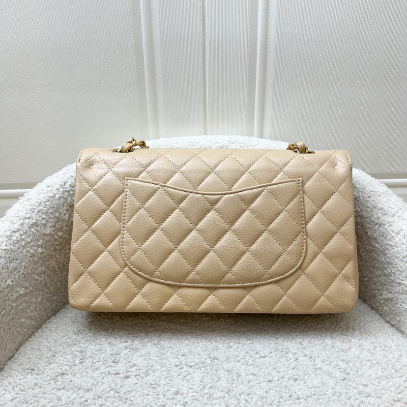 Chanel Medium Classic Flap CF in Beige Caviar and GHW