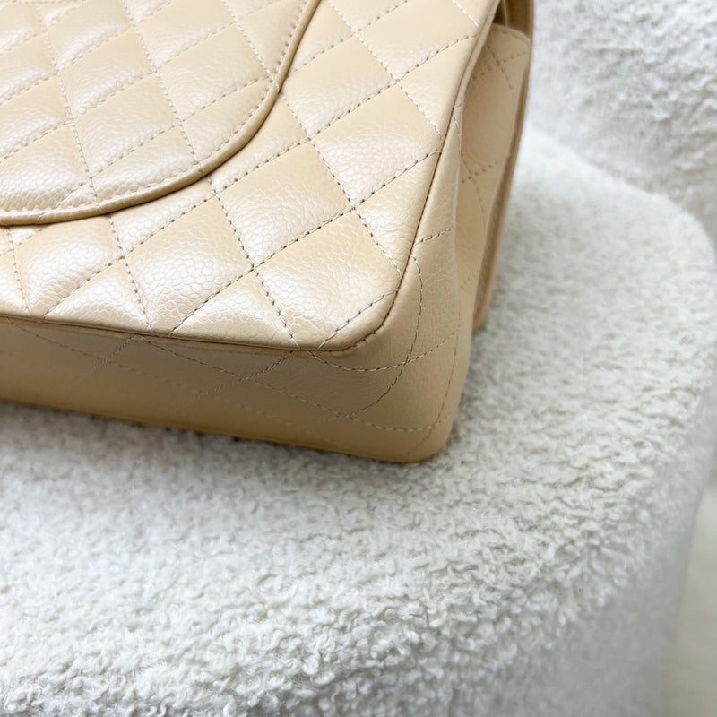 Chanel Medium Classic Flap CF in Beige Caviar and GHW