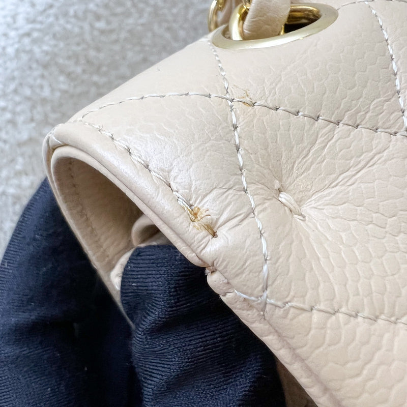 Chanel Medium Classic Flap CF in Beige Caviar and GHW