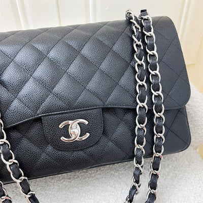 Chanel Classic Jumbo Double Flap DF in Black Caviar and SHW